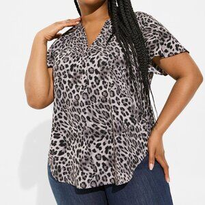 Torrid Harper Studio Crepe de Chine Flutter Short Sleeve Blouse